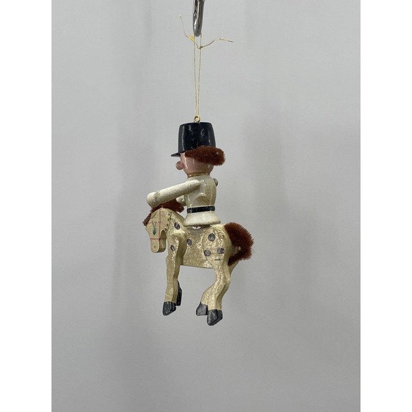 Vintage Toy Soldier Guard on Horse Folk Art Style Wooden Wood Hanging Ornament - Picture 11 of 12